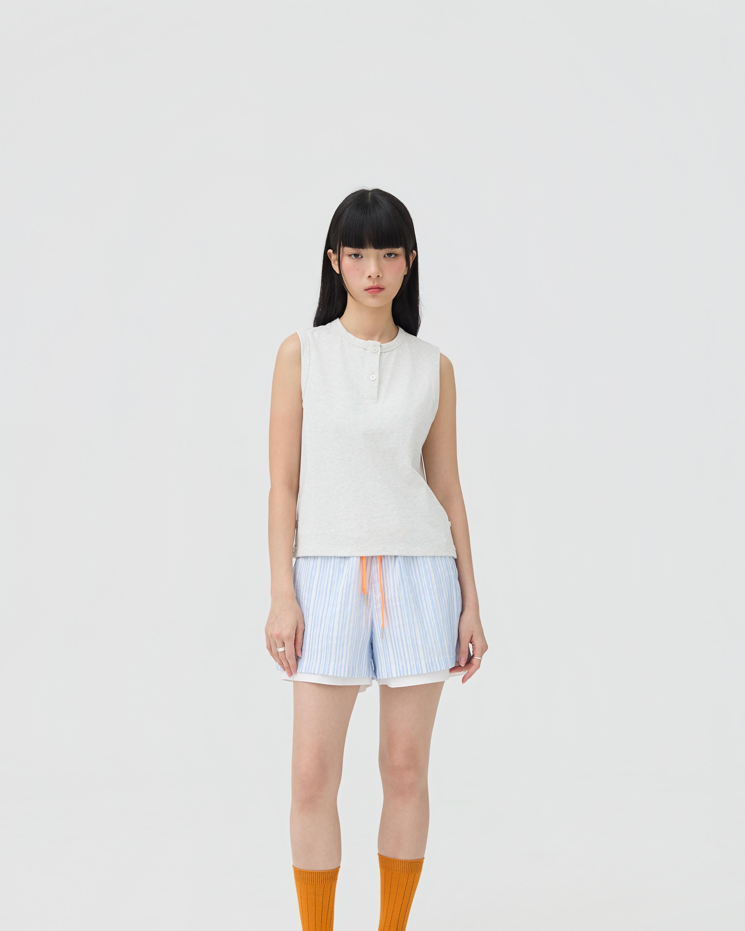 3EIGHTH | Musubi Henley Tank In Grey Marl