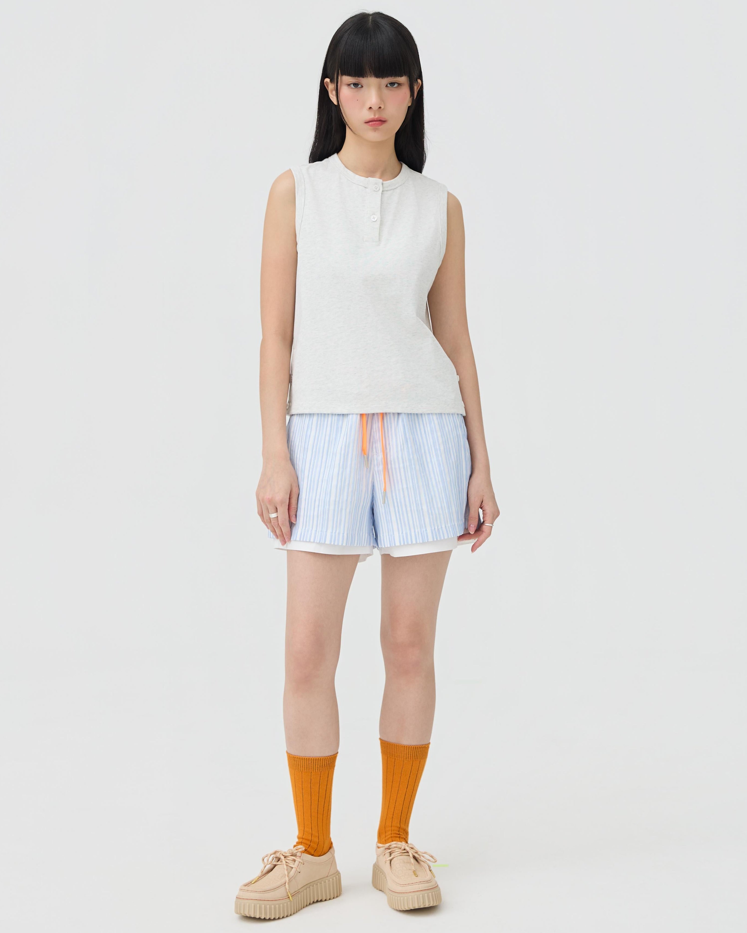 3EIGHTH | Musubi Henley Tank In Grey Marl