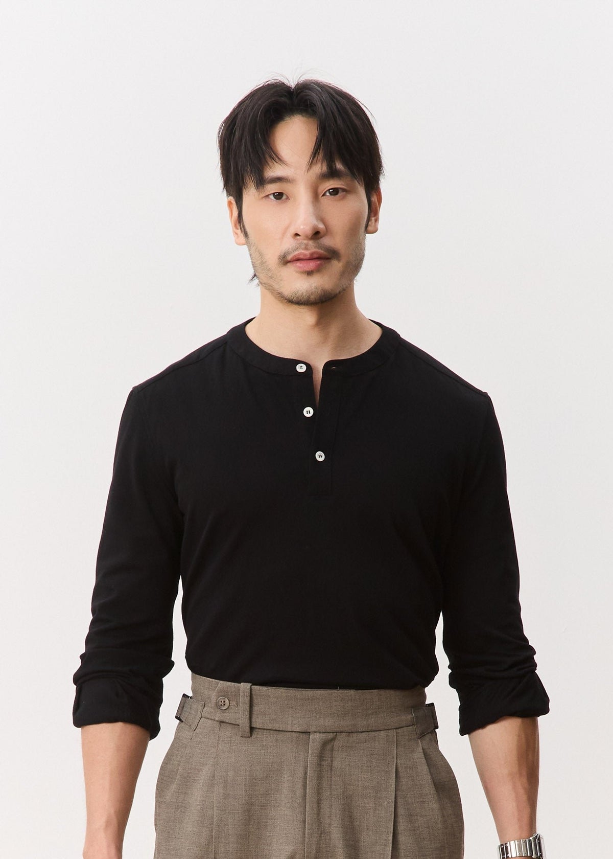 HOUSE OF HOUSE OF ANON PTE. LTD. | Vero Henley Pique Long Sleeve Top