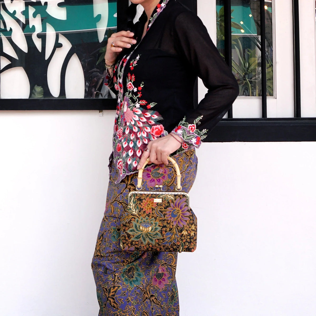 COCOONESE | Bamboo Top Handle Bag - Moonlit Garden