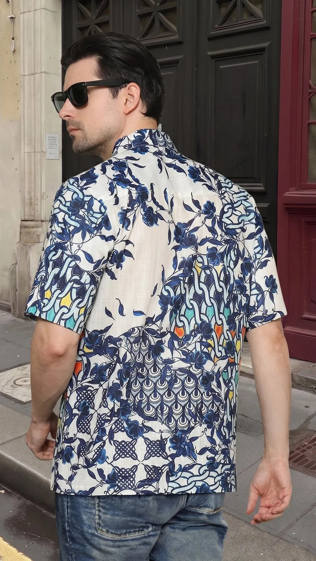 KANZI COLLECTION | Indigo Art-Print Shirt