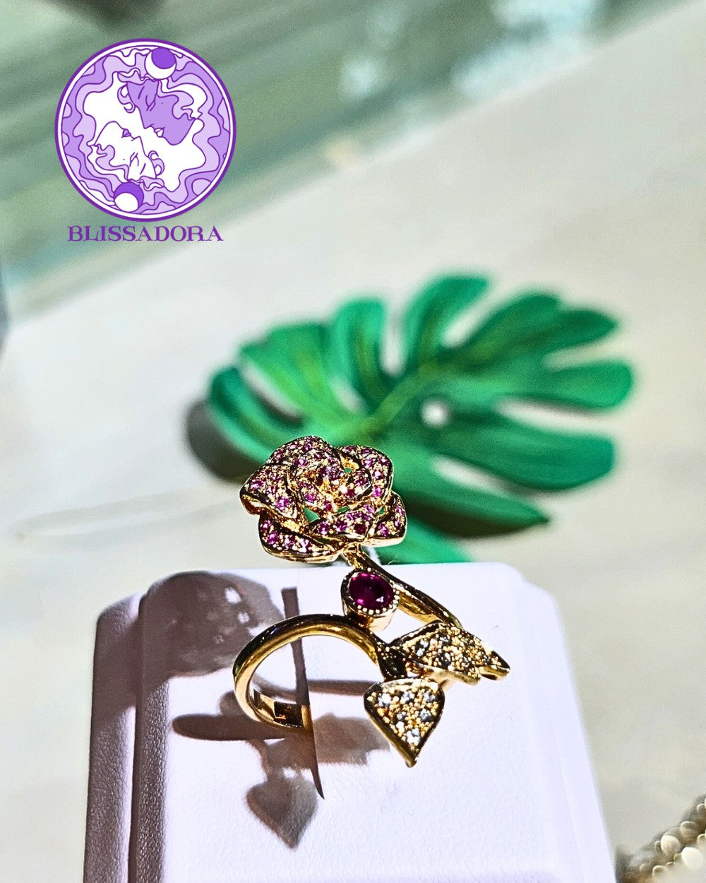 CREATIVE JEWELLERY STUDIO | Ruby, Pink & Light Blue Sapphire, Gold Plated Silver Ring by Blissadora