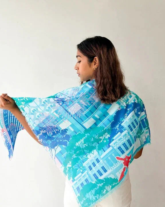 BINARY STYLE | A City In A Garden 115cm x 115cm Square Cotton Scarf