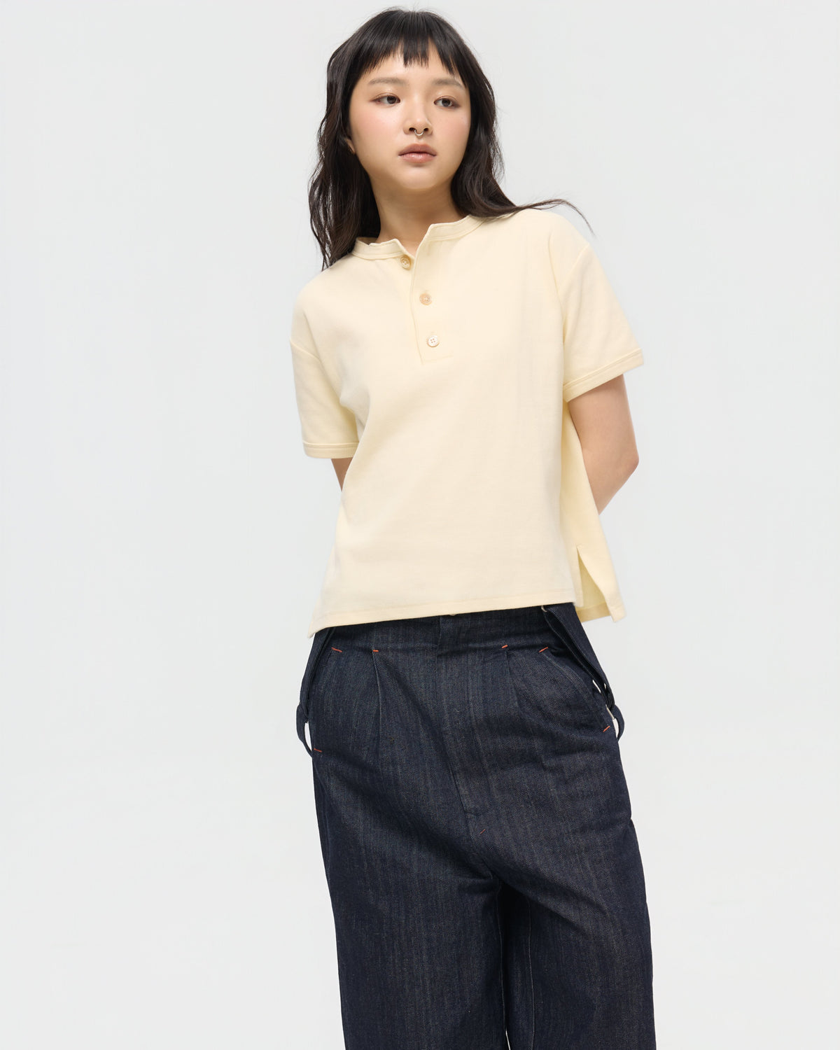 3EIGHTH | Military Henley Tee in Cream