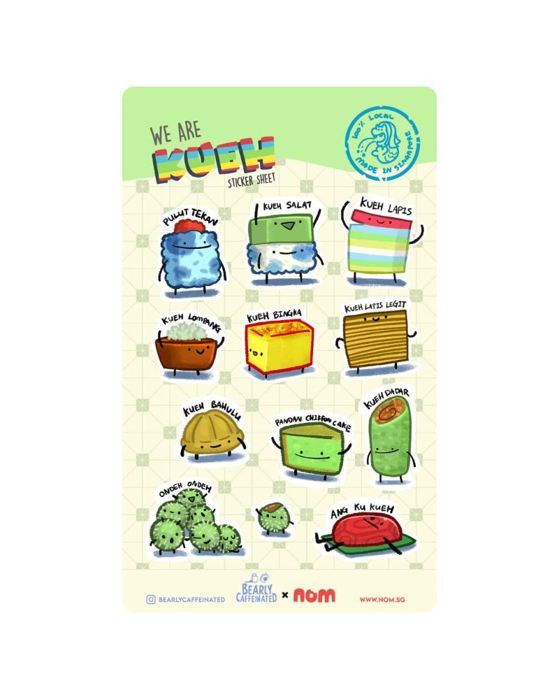 NOM | NOM x BearlyCaffeinated Breakfast Set And Kueh Sticker Sheet