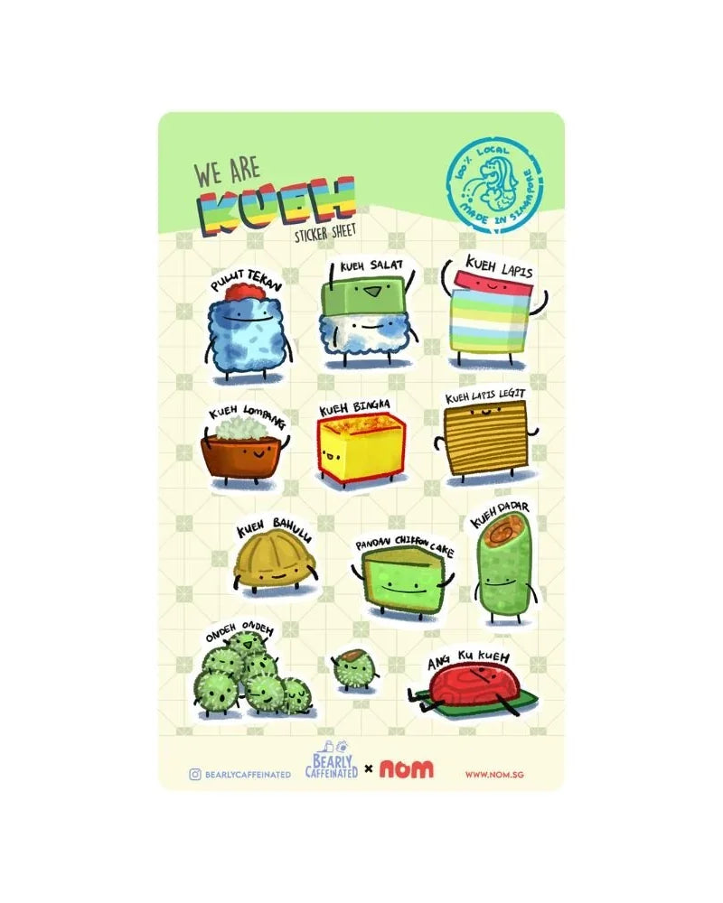 NOM | NOM x BearlyCaffeinated Breakfast Set And Kueh Sticker Sheet