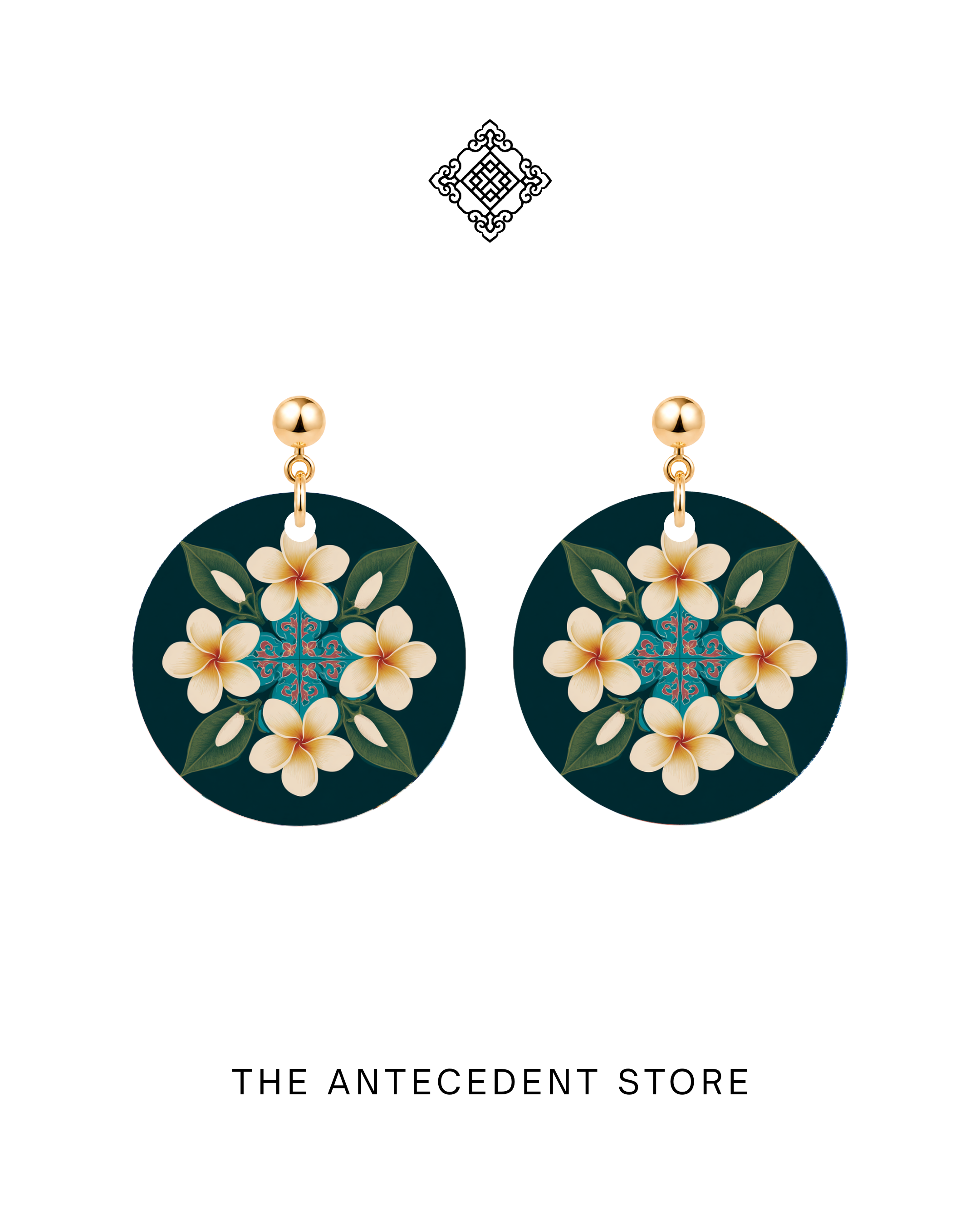 THE ANTECEDENT STORE | White Frangipani Peranakan Earrings