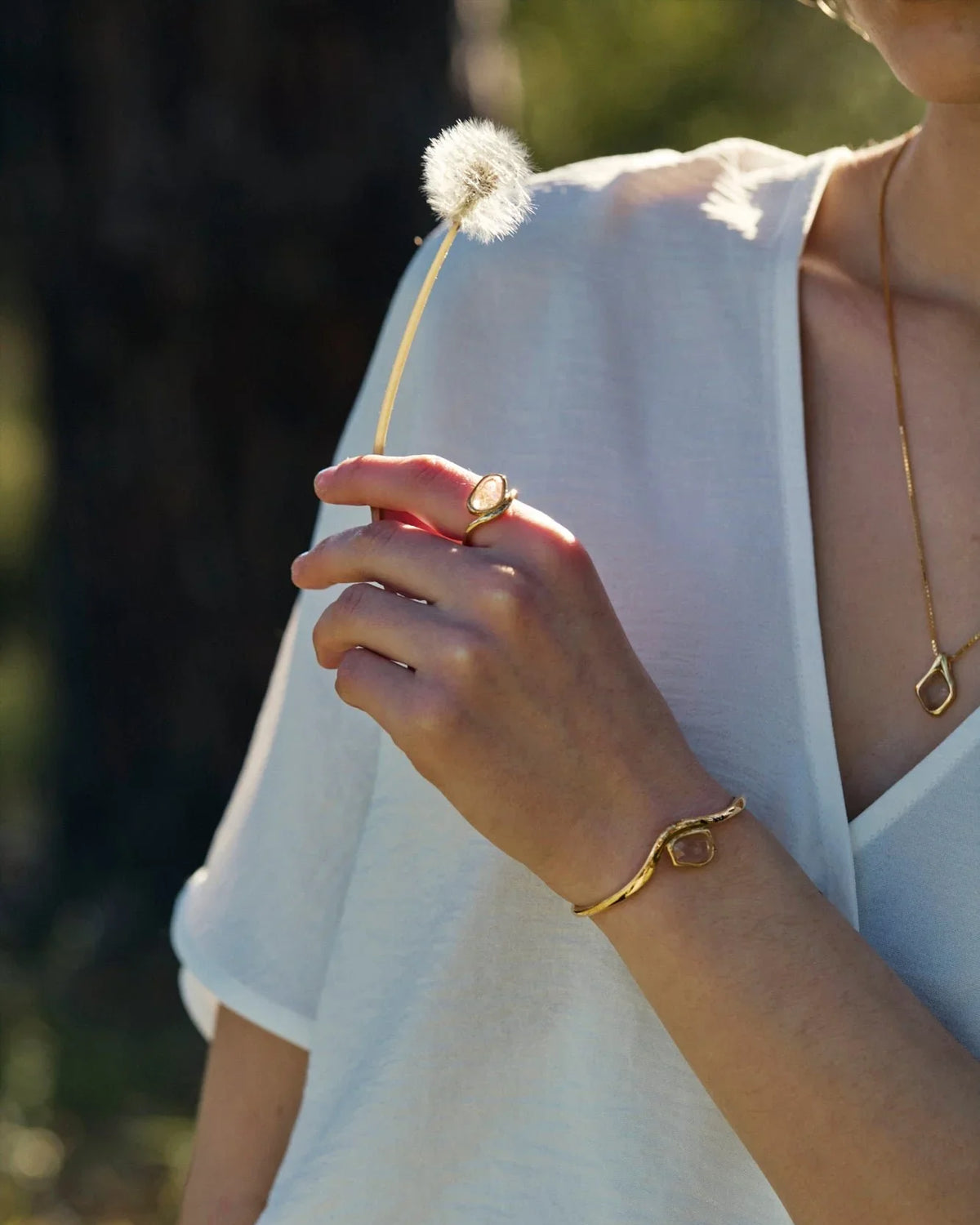 RINA LEE | GOLDEN Rutile Quartz Bezel Ring | 18K Gold Vermeil