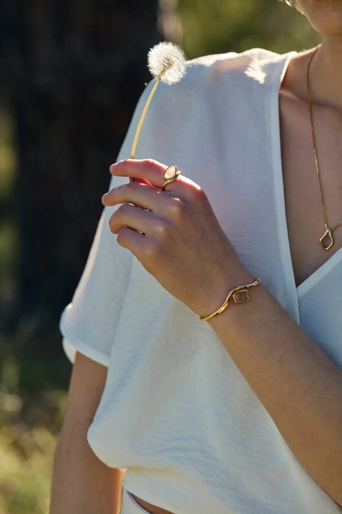 RINA LEE | GOLDEN Rutile Quartz Bezel Ring | 18K Gold Vermeil