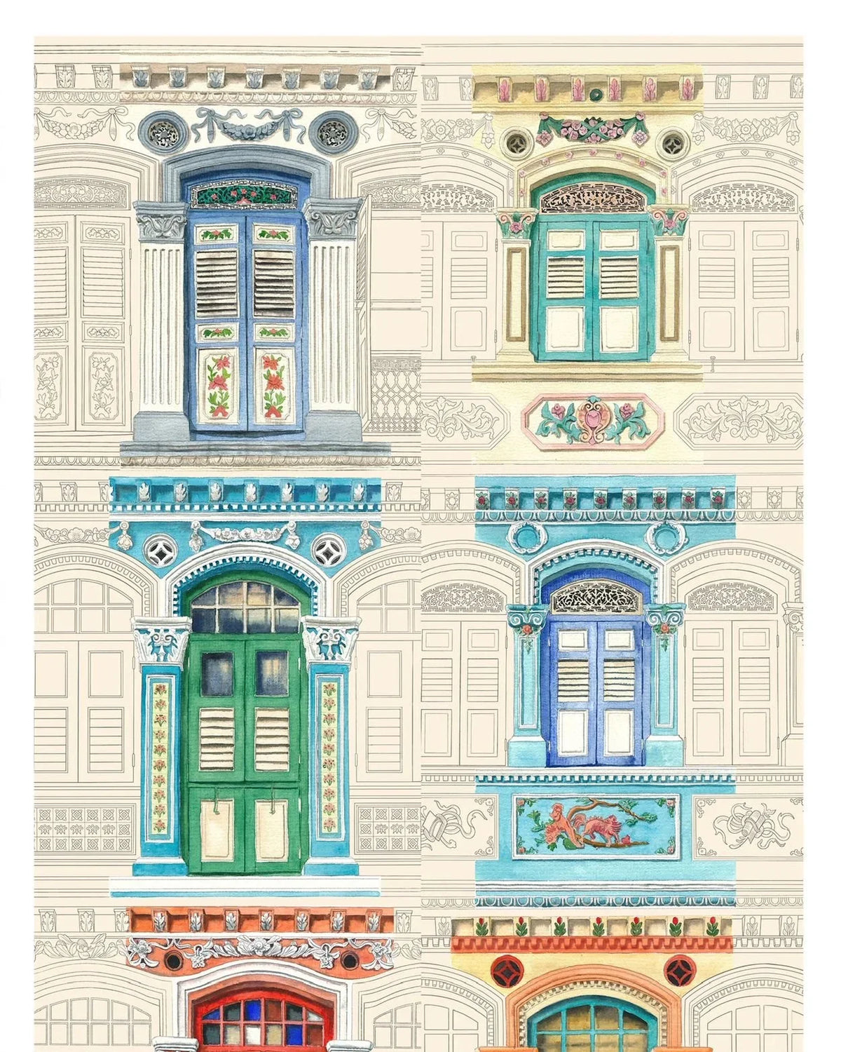 SINGLAPA | Peranakan Windows Tea Towel