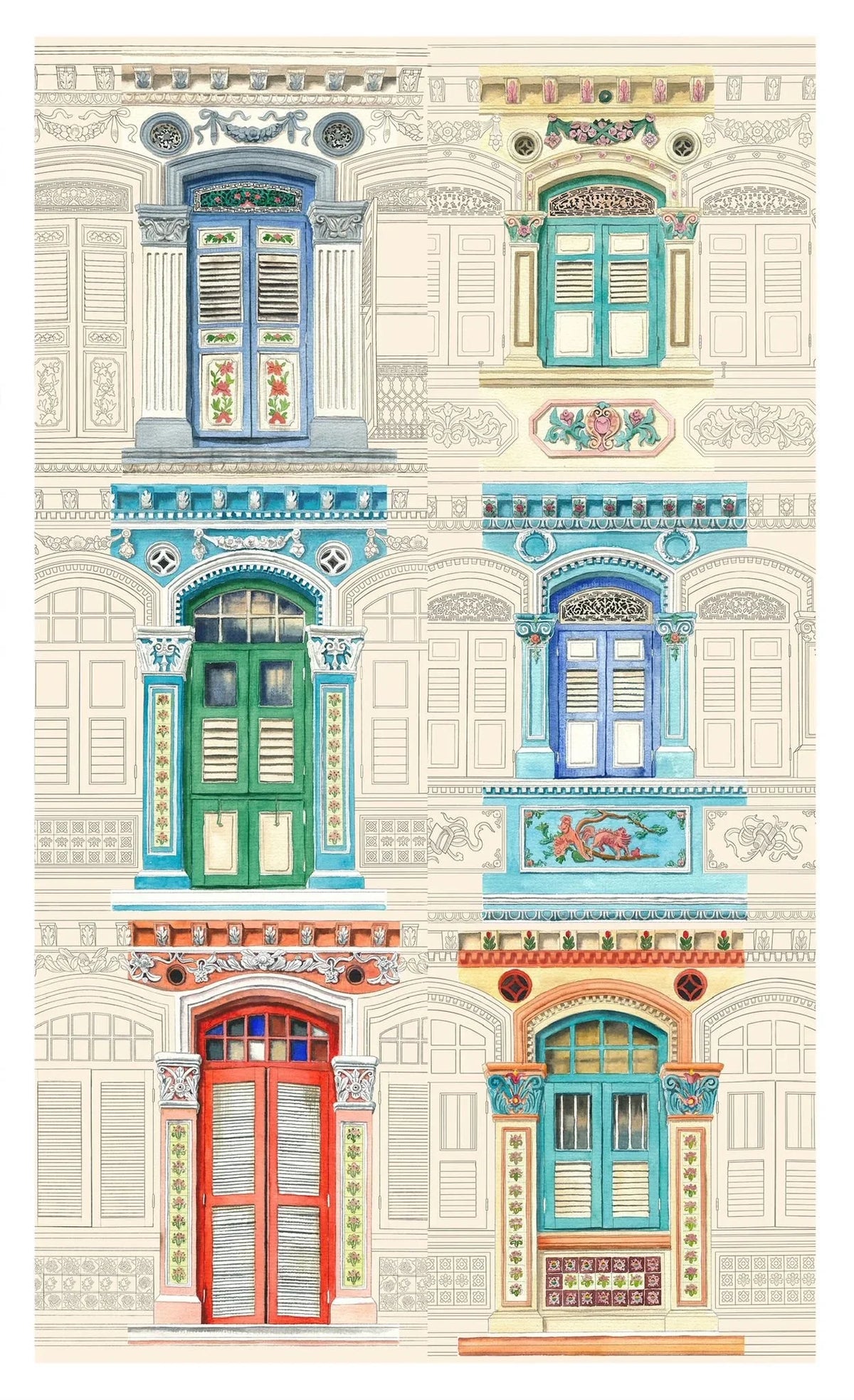 SINGLAPA | Peranakan Windows Tea Towel