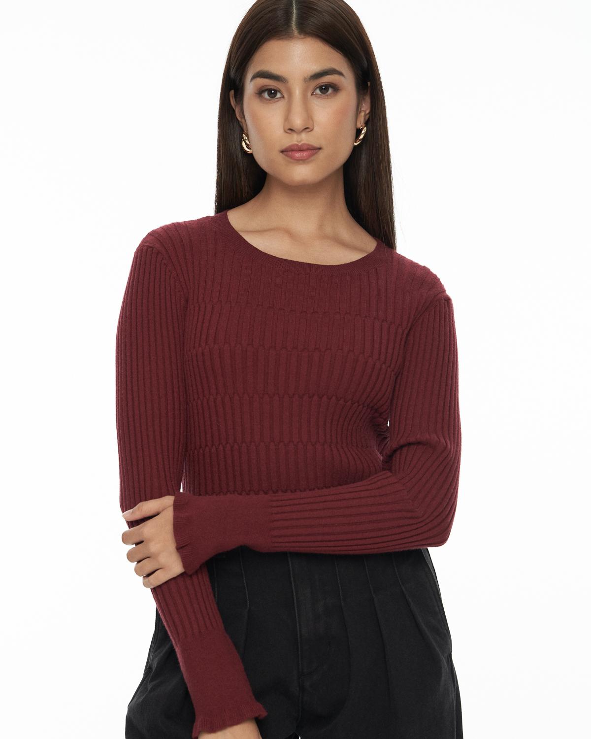 DRESSINGPAULA | Sculpted Ribbed-Knit Crew Sweater
