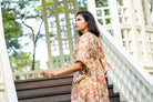 NIMBU | Arya Women's Long Kaftan Dress in Red with Gold Accents