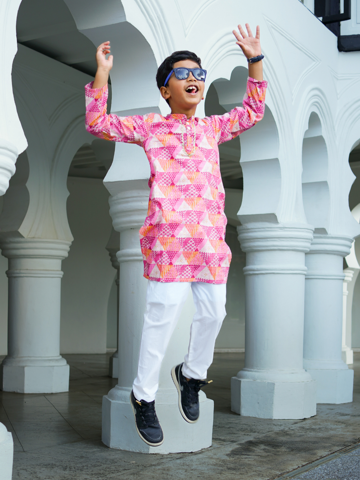 NIMBU | Mehak Pink Boys Kurta Pajama in Muslin Cotton