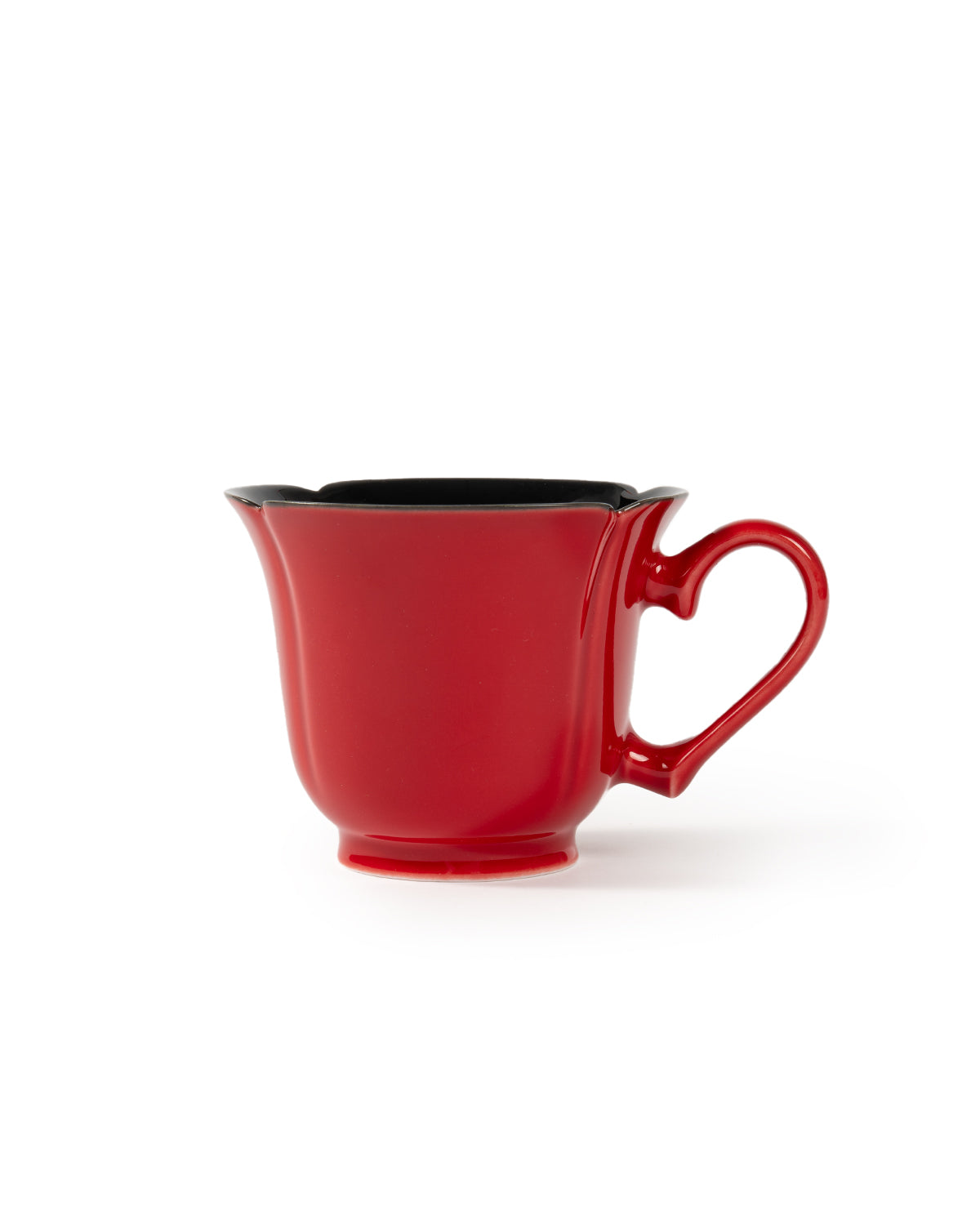 CRAFILAB | Vermilion Red & Moon Gazing Teacup With Heart & Shaped Side Handle
