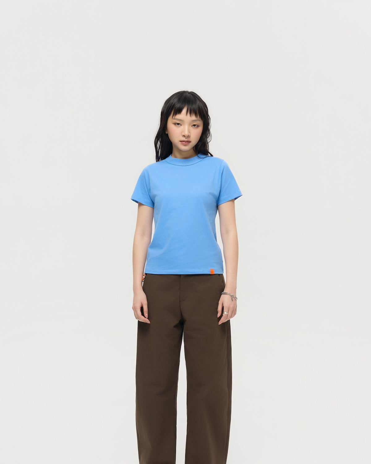 3EIGHTH | Mock Neck Tee in Azure Blue