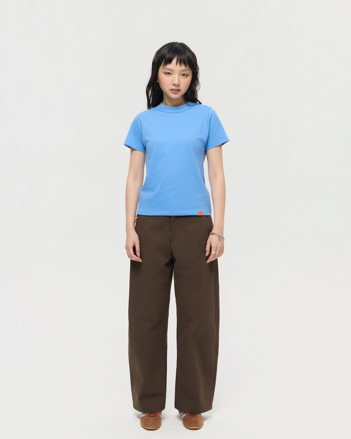 3EIGHTH | Mock Neck Tee in Azure Blue