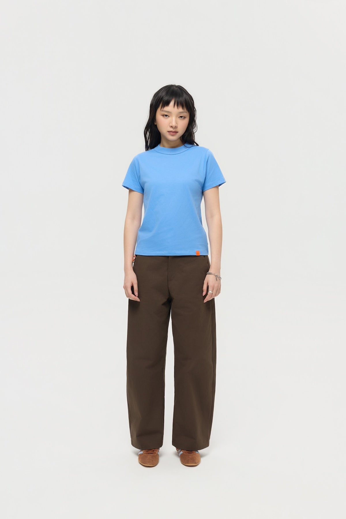 3EIGHTH | Mock Neck Tee in Azure Blue