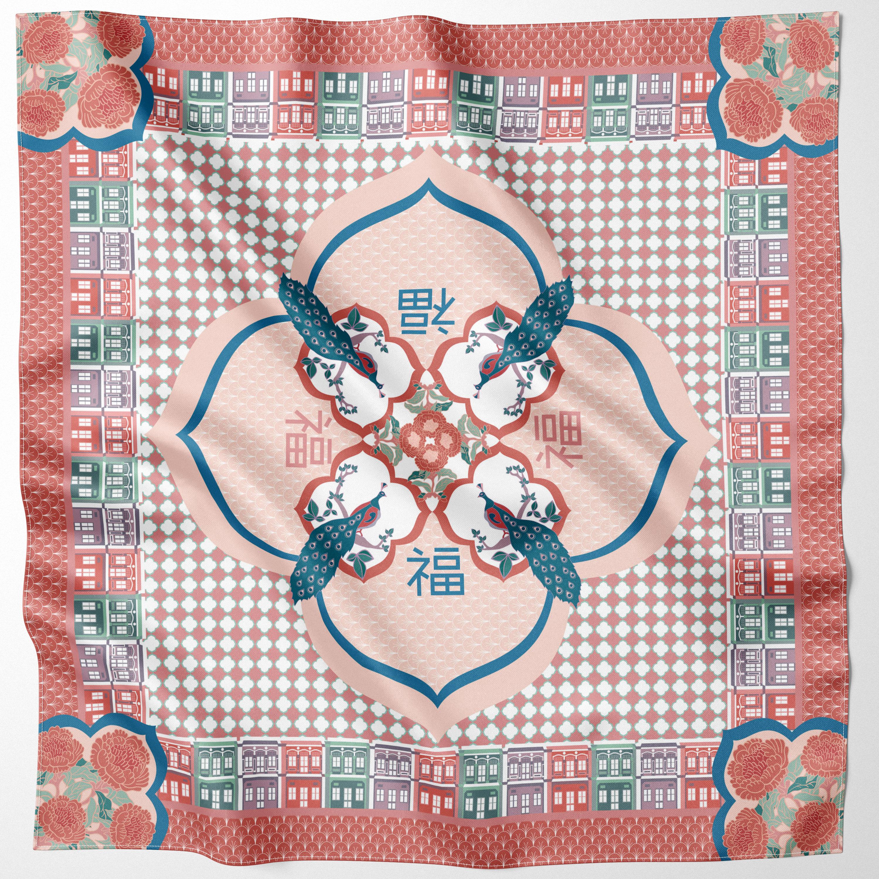 BINARY STYLE | Peranakan Good Fortune Premium Silk Scarf