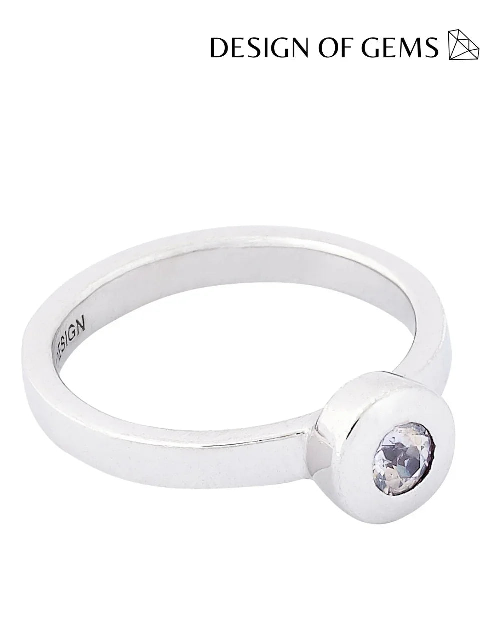CREATIVE JEWELLERY STUDIO | Burmese White Sapphire, Rhodium Plated Silver Ring by Design of Gems