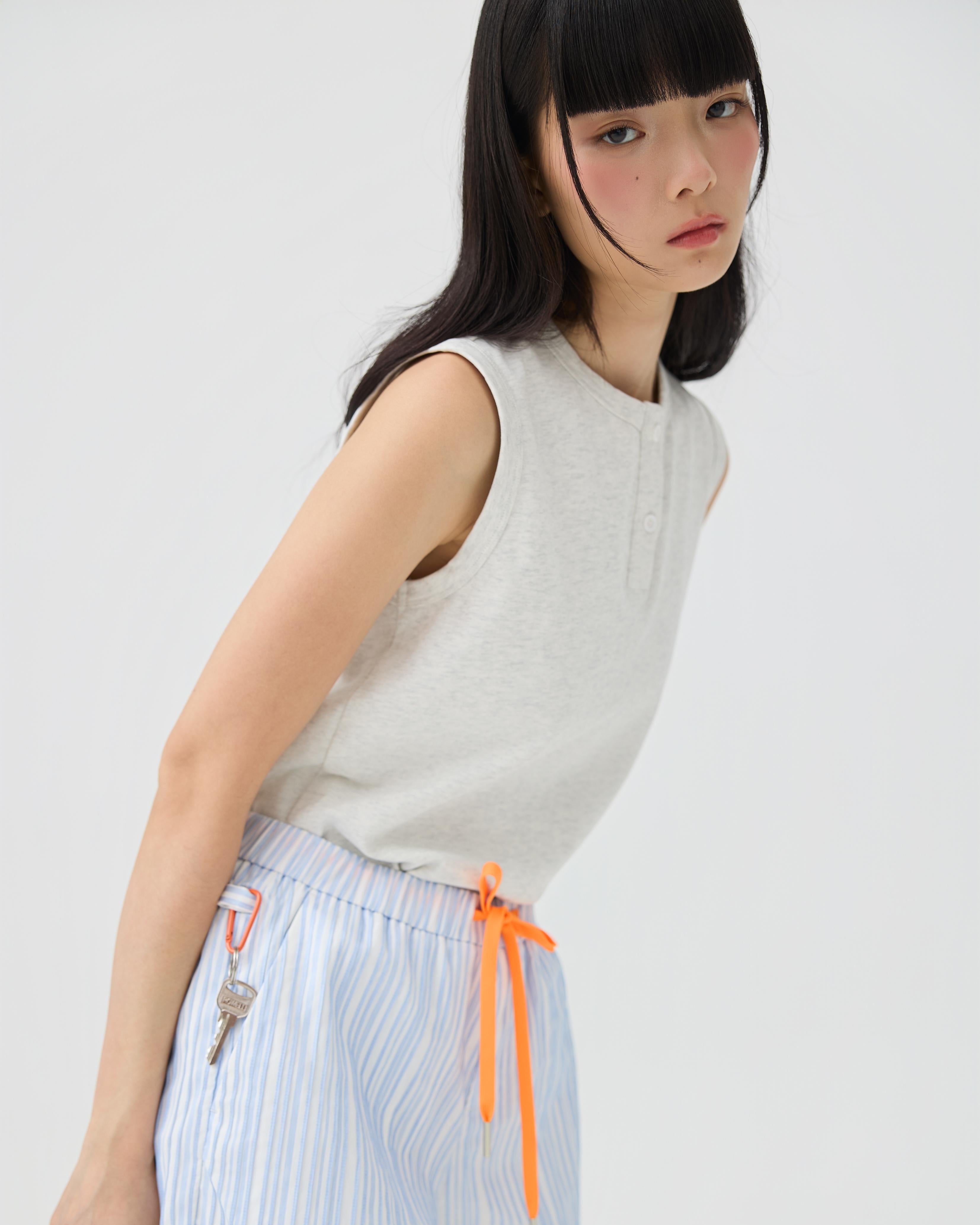 3EIGHTH | Futae Shorts In Blue Seersucker