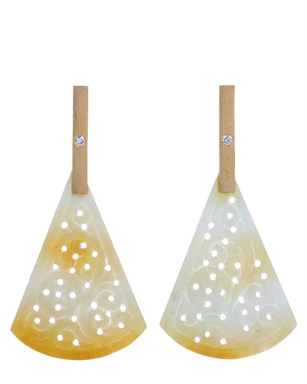 CREATIVE JEWELLERY STUDIO | 18k Gold Jadeite & Diamond "Magical Pendulum" Earrings by Arcaza Riezelina