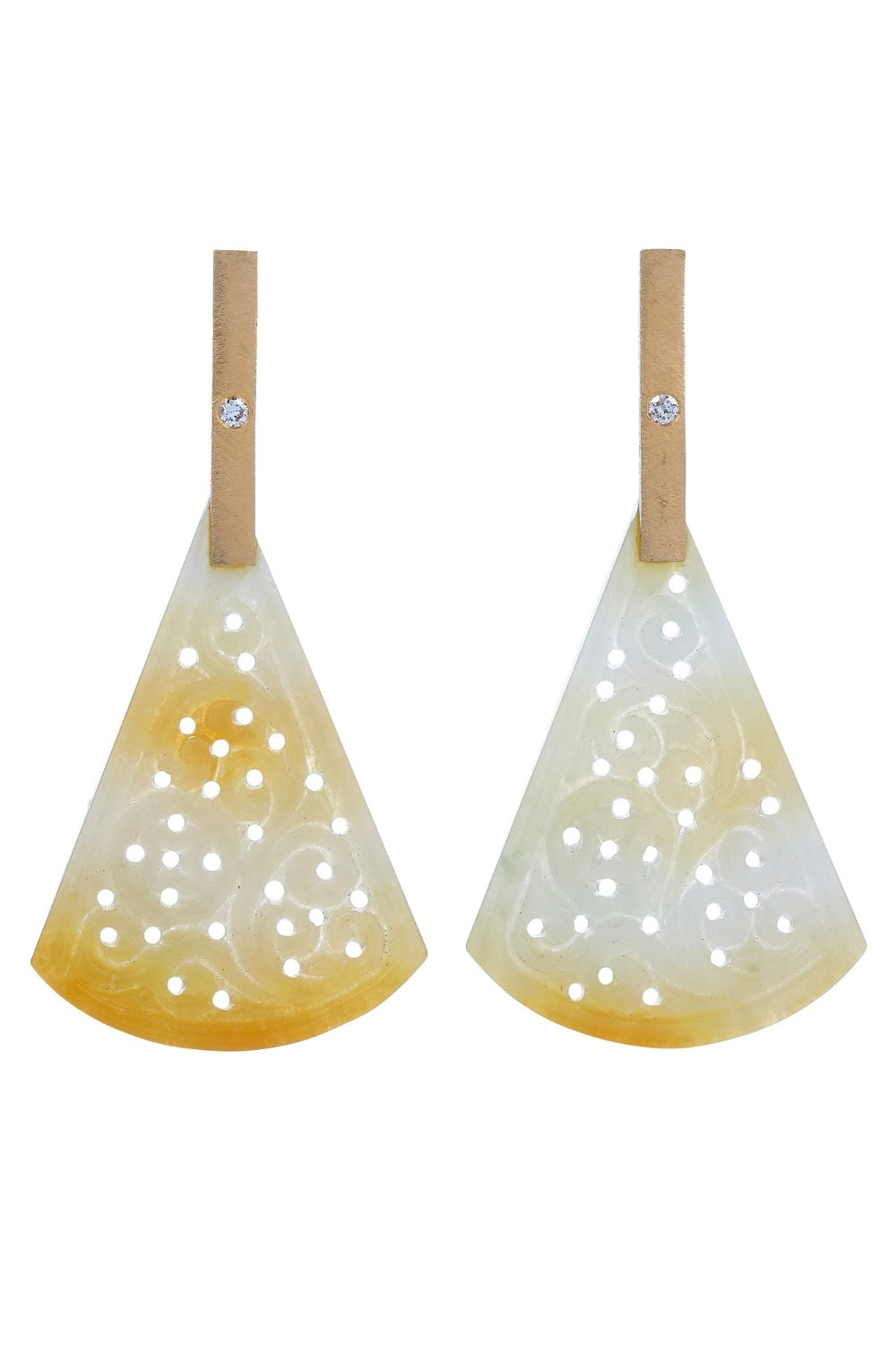 CREATIVE JEWELLERY STUDIO | 18k Gold Jadeite & Diamond "Magical Pendulum" Earrings by Arcaza Riezelina