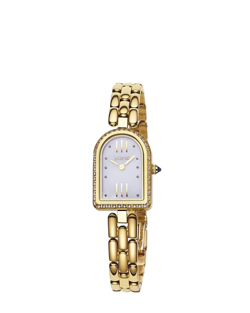 BLACK BY BLUE BRAVE | THCN N· II White Mother-of-Pearl Gold Bracelet Watch
