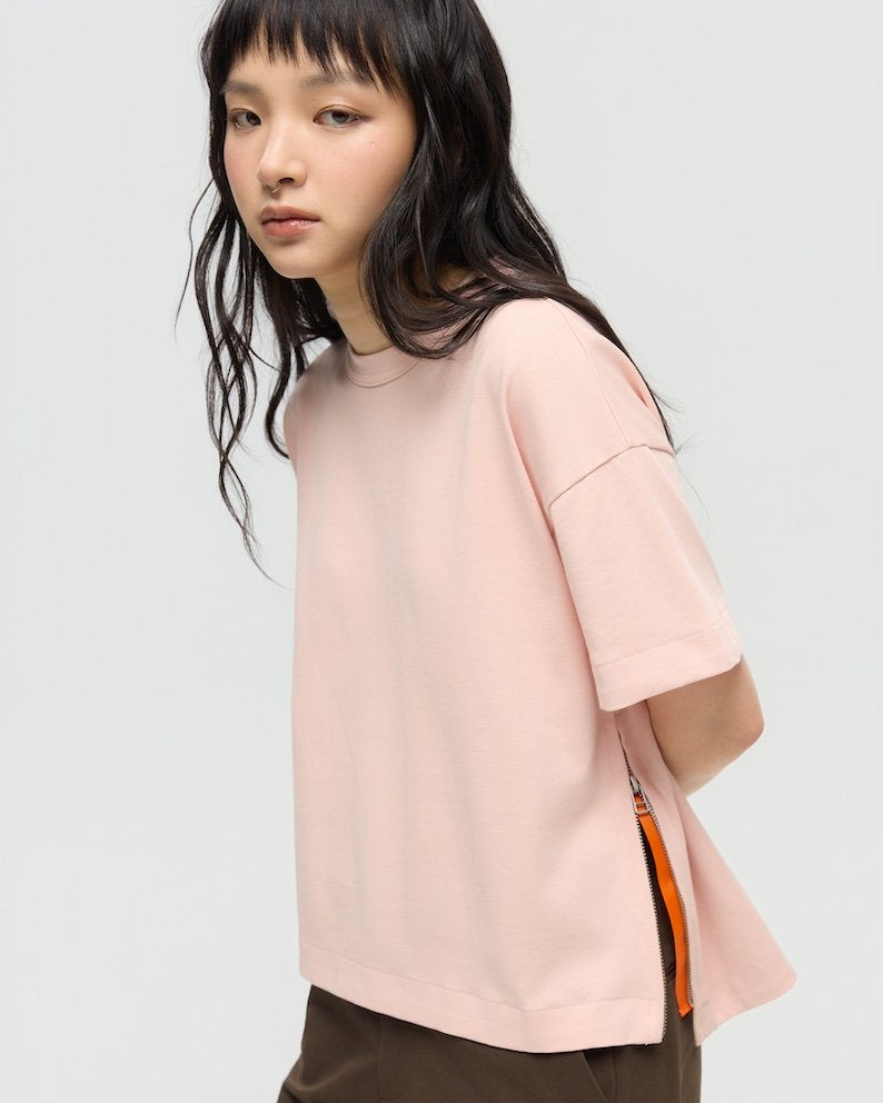 3EIGHTH | SOKKO Zip Tee in Blush Pink