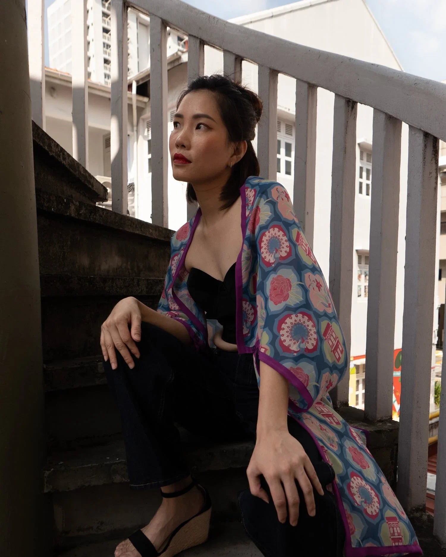 BINARY STYLE | Peranakan Motif - Scardigan Convertible Scarf