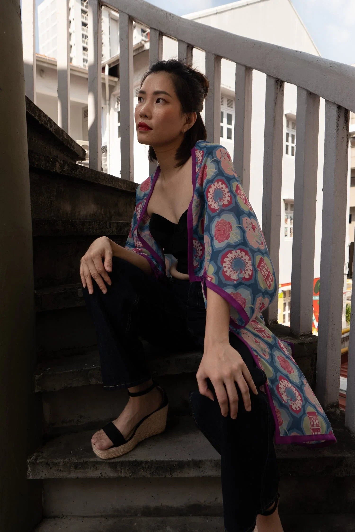 BINARY STYLE | Peranakan Motif - Scardigan Convertible Scarf
