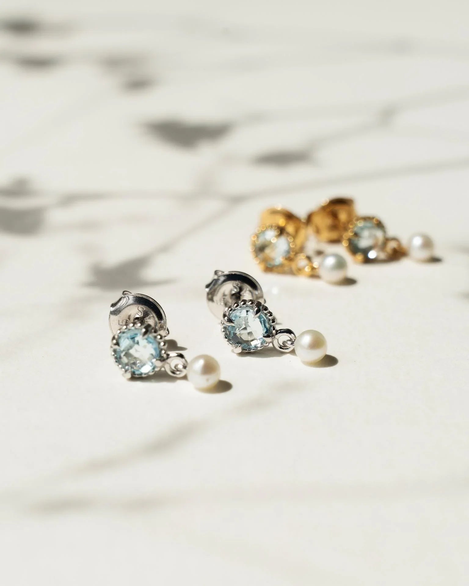 EMBRACE JEWELLERY | Pearl Whisper Drops With Blue Topaz