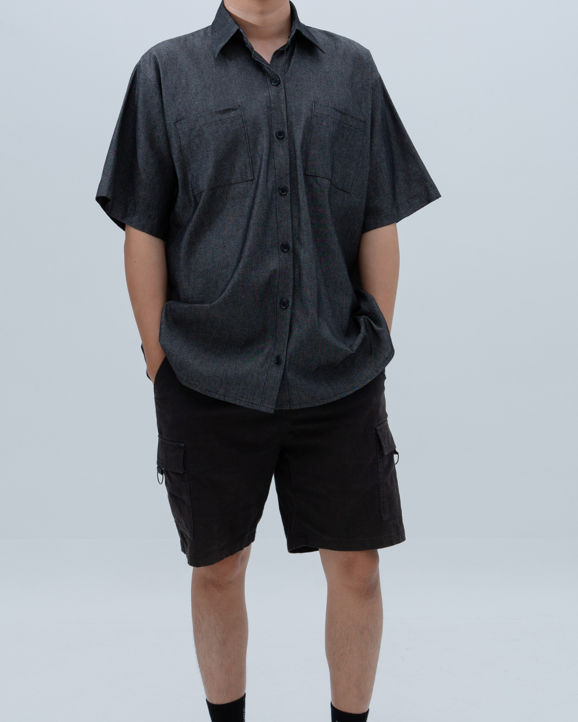SAERO COLLECTIVE | Denim Short Sleeve Shirt | Black