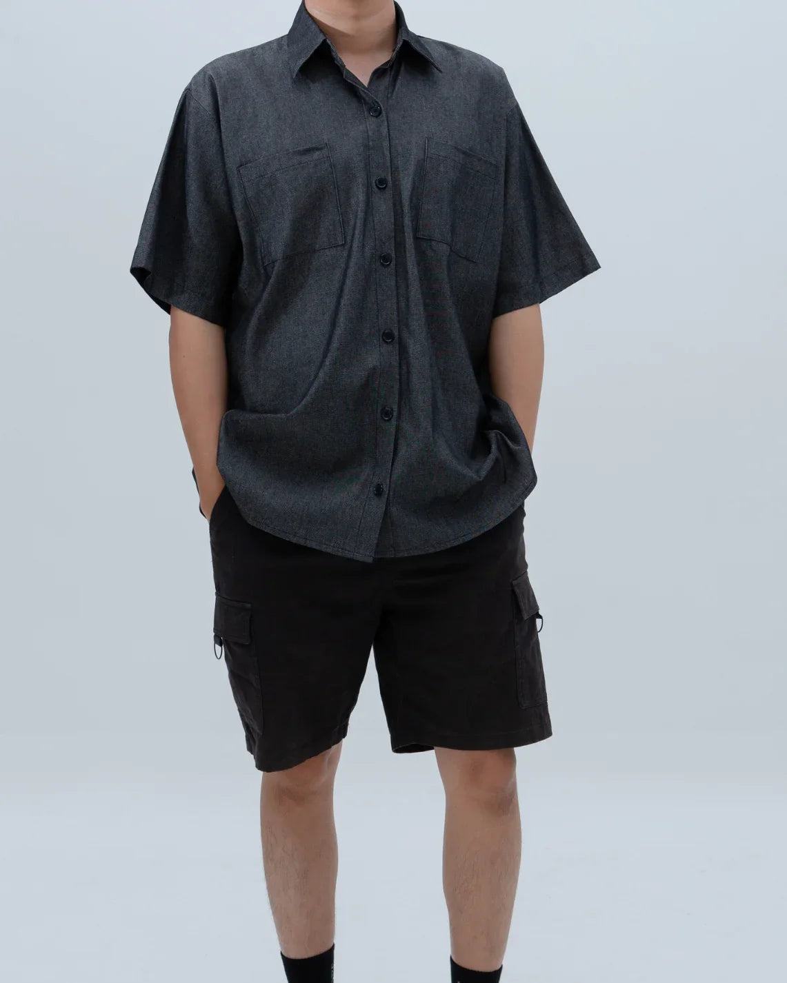 SAERO COLLECTIVE | Denim Short Sleeve Shirt | Black