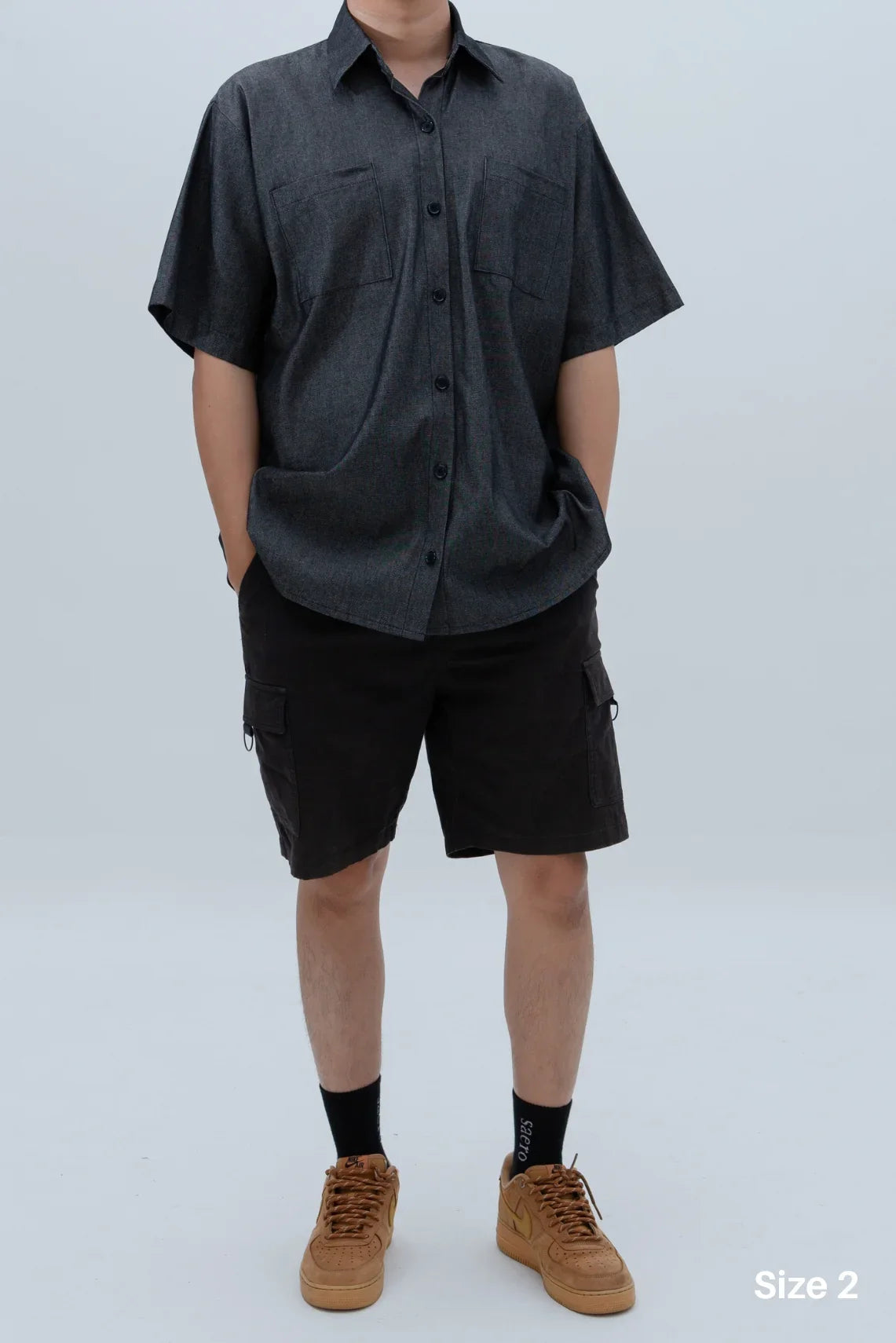 SAERO COLLECTIVE | Denim Short Sleeve Shirt | Black