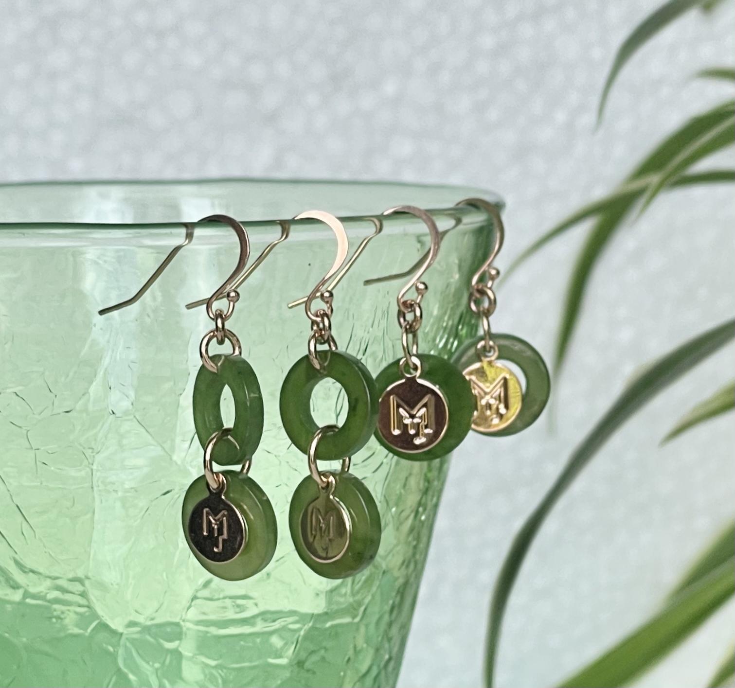 MARILYN TAN JEWELLERY | Nephrite Green Jade Mini Ring Hooks Earrings