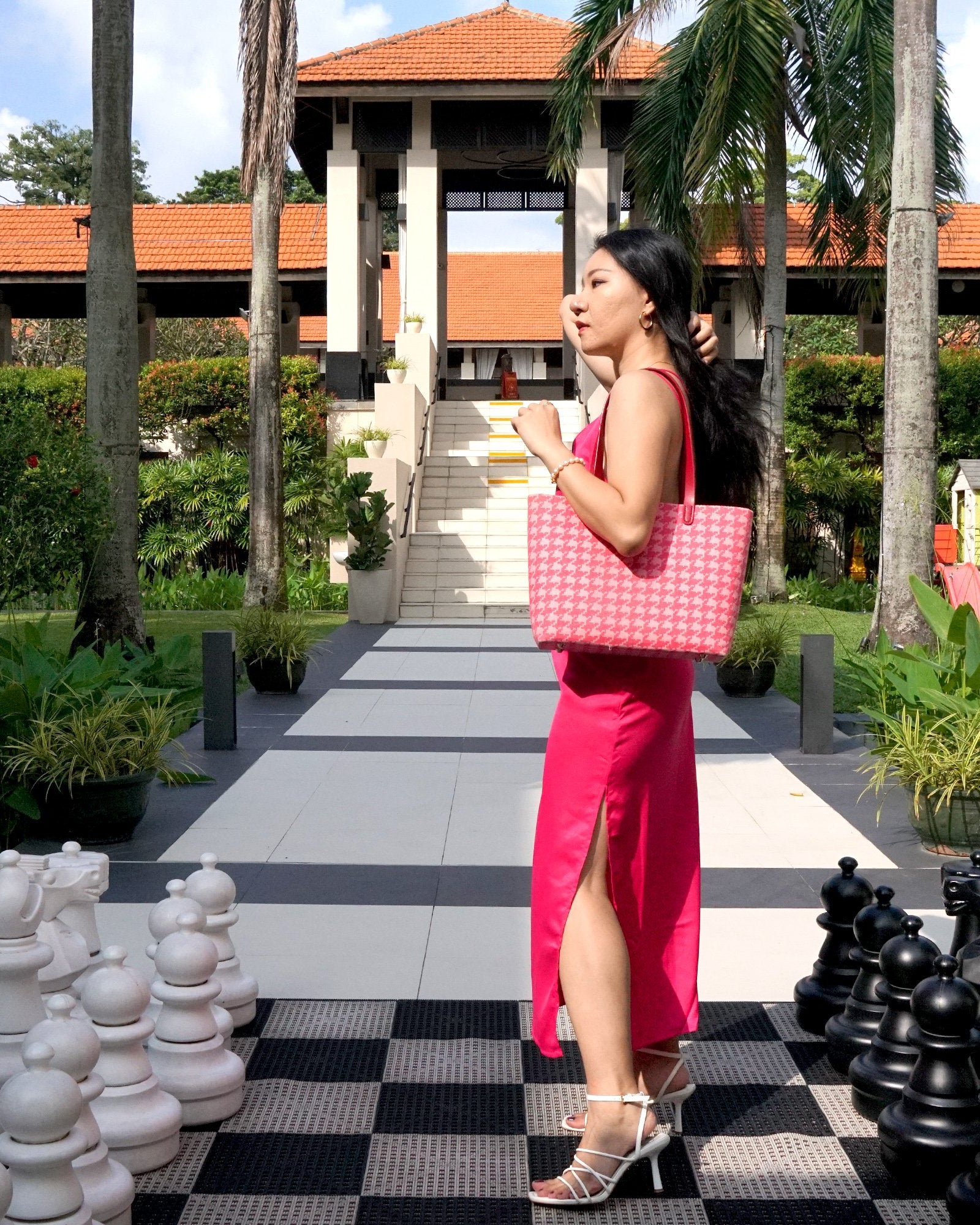 COCOONESE | Zipper Top Tote Bag - Houndstooth Check (PK)