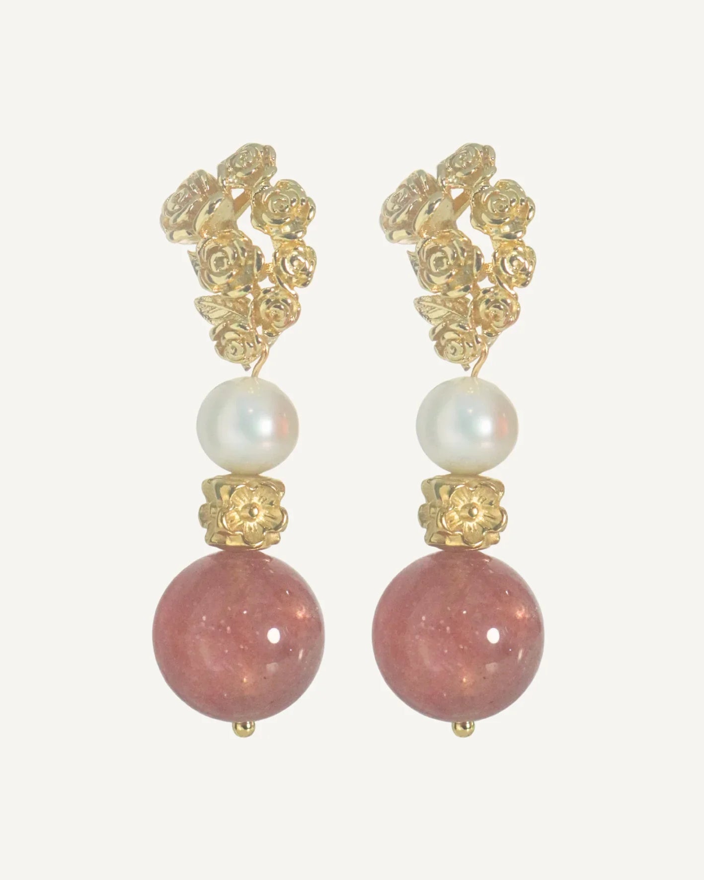THE ANTECEDANT STORE | E - Love & Grace Berry Quartz Bouquet Earrings