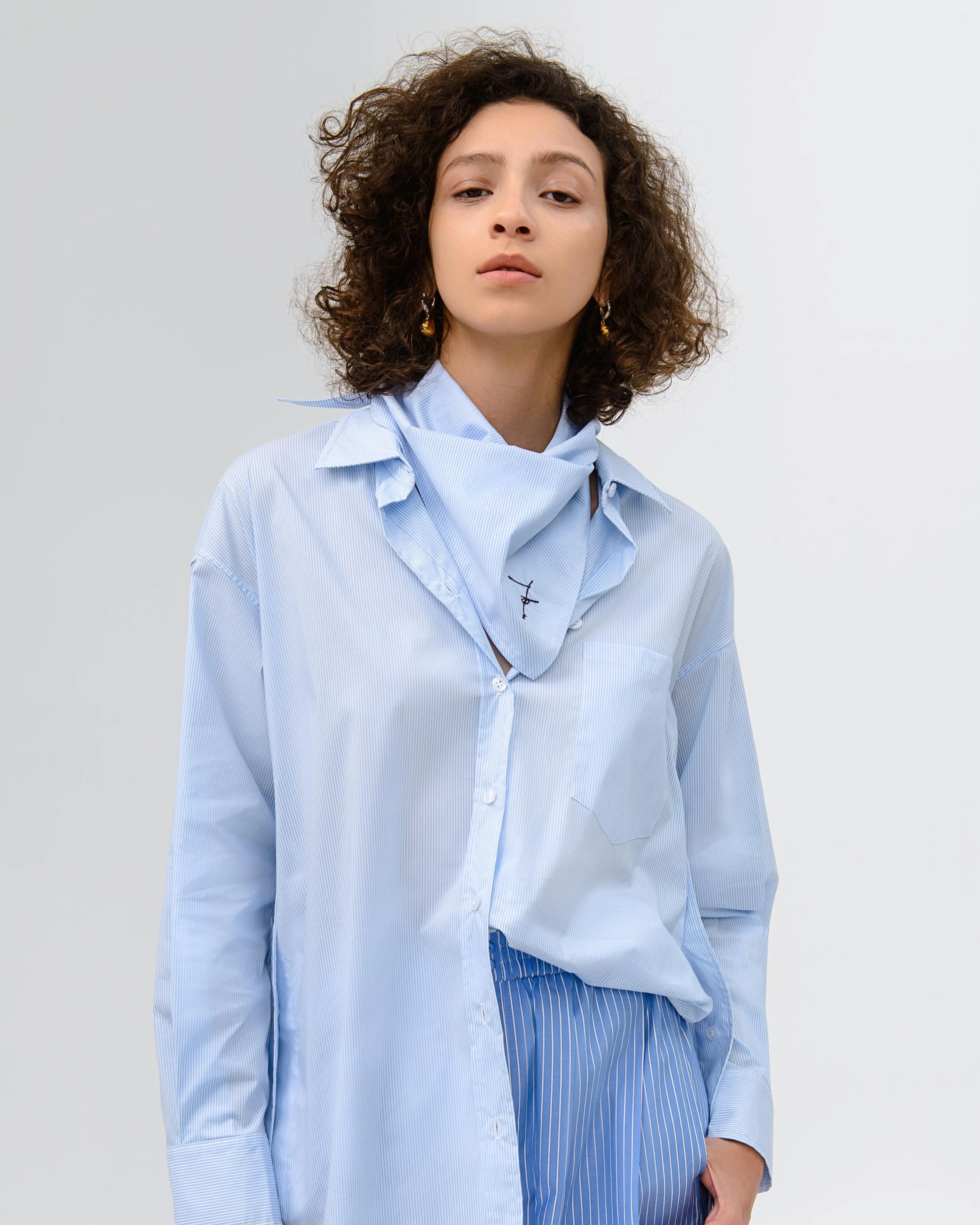 LAYERPLAN | Mira Embroidered Striped Cotton Three-Piece Set