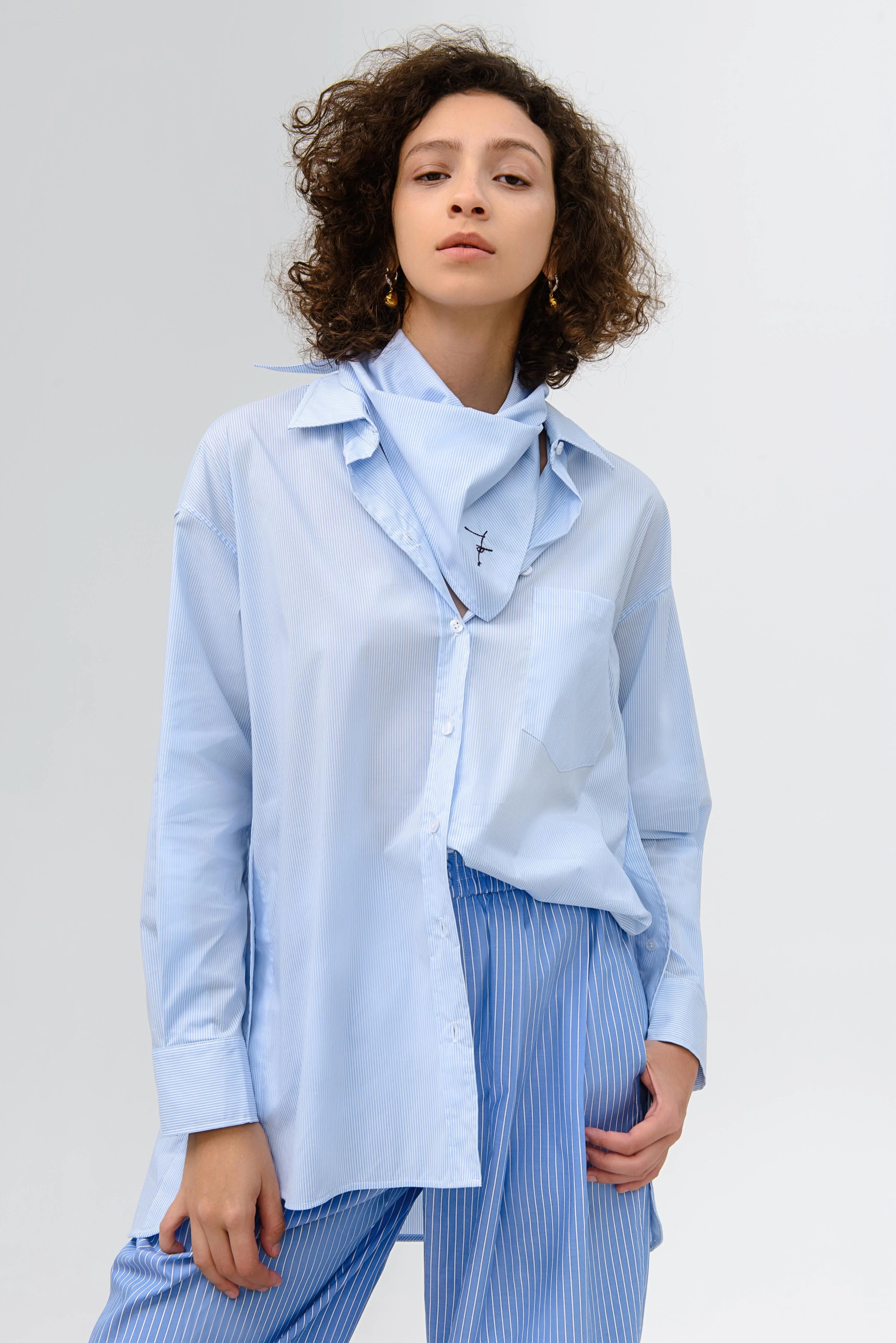 LAYERPLAN | Mira Embroidered Striped Cotton Three-Piece Set