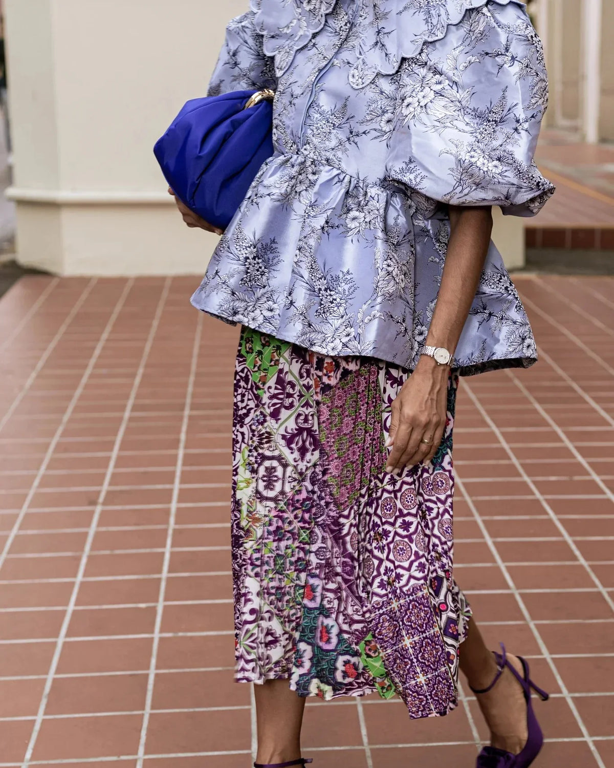 PHOTO PHACTORY | Peranakan Pleated Midi Skirt | Lavender