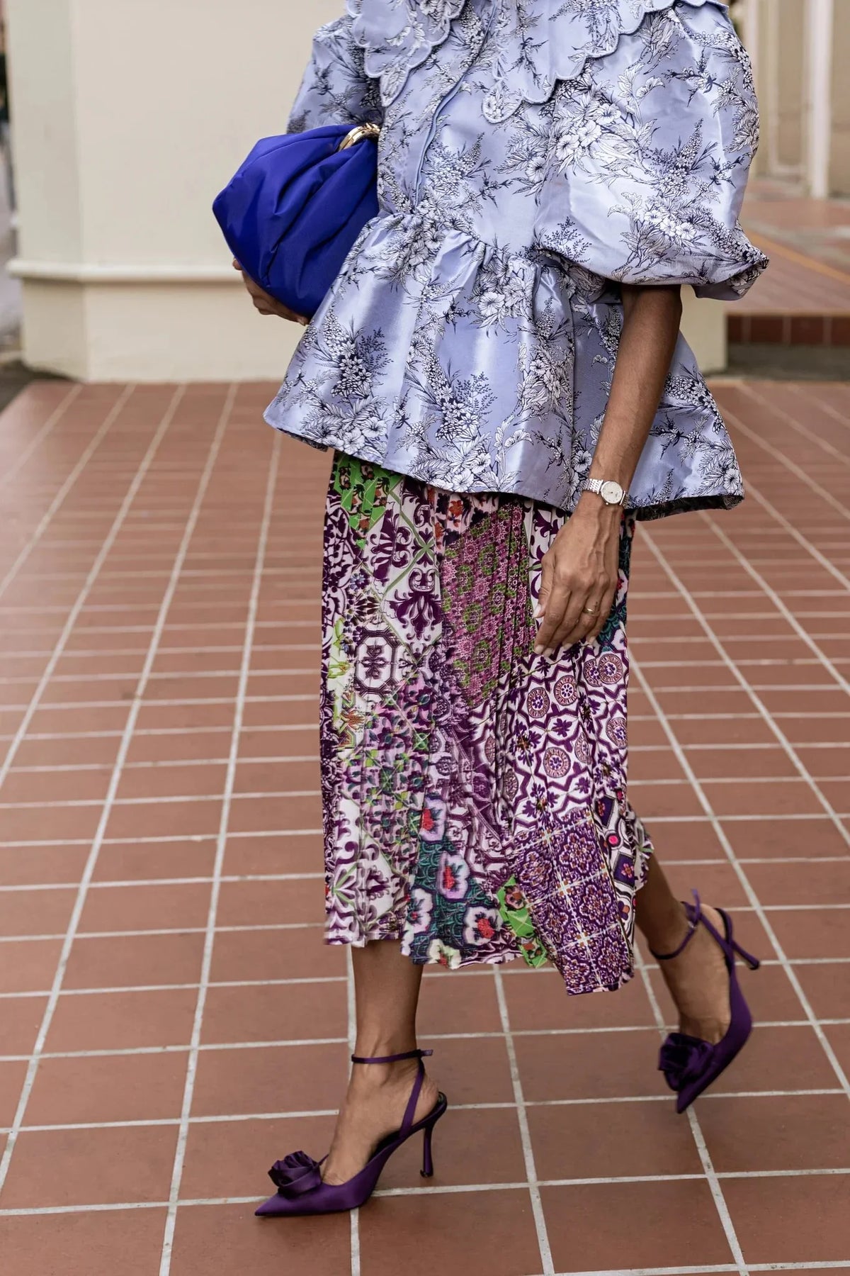 PHOTO PHACTORY | Peranakan Pleated Midi Skirt | Lavender