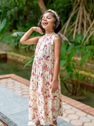 NIMBU | Elsa Girls Red Flowy Dress in Muslin Cotton