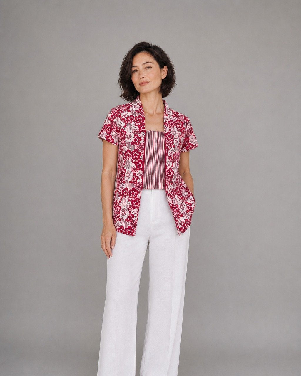 ANS.EIN | BANGKIT Red Batik Kebaya Peplum Top