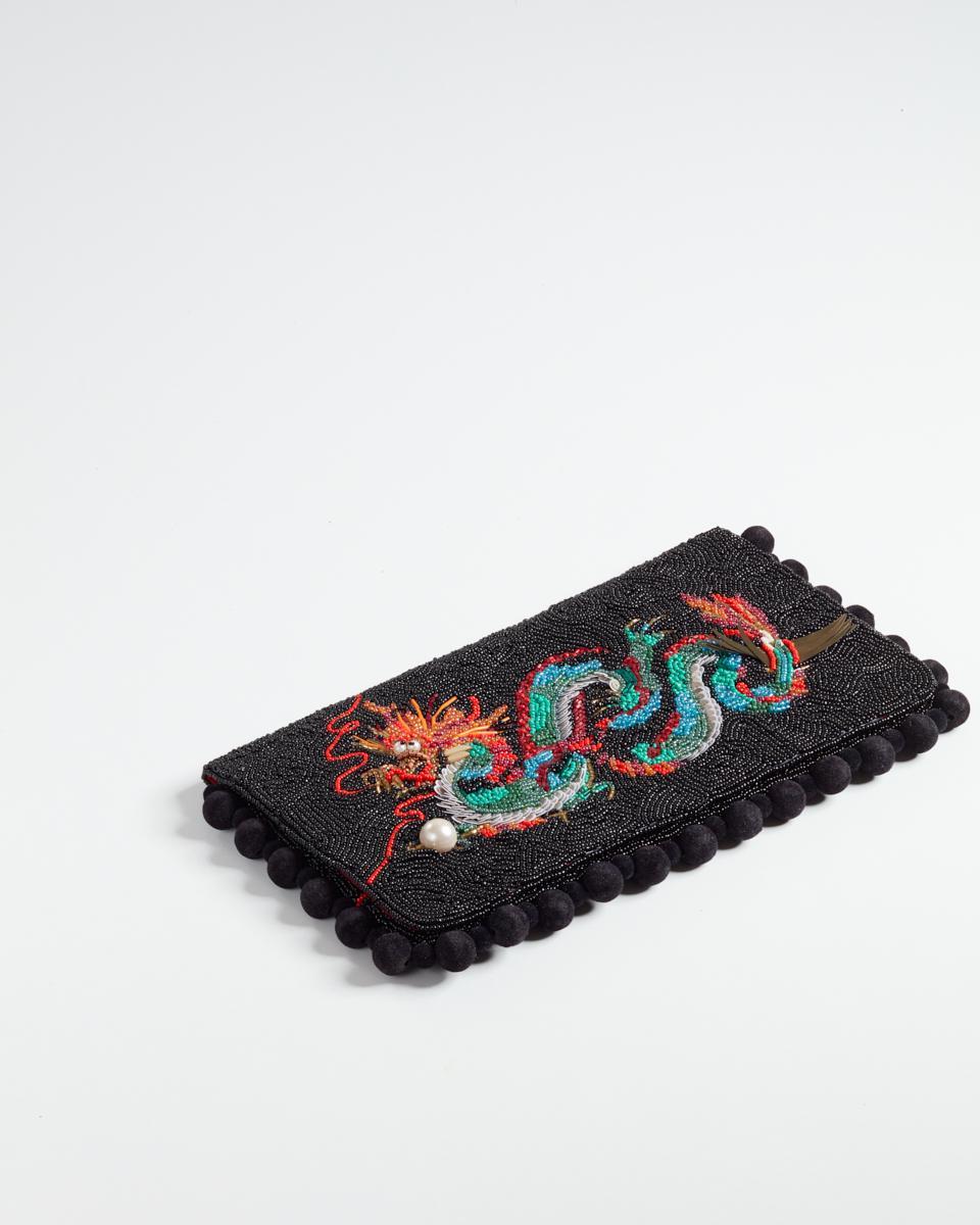 SOICOCO | Handbeaded Foldover Clutch - Dragon