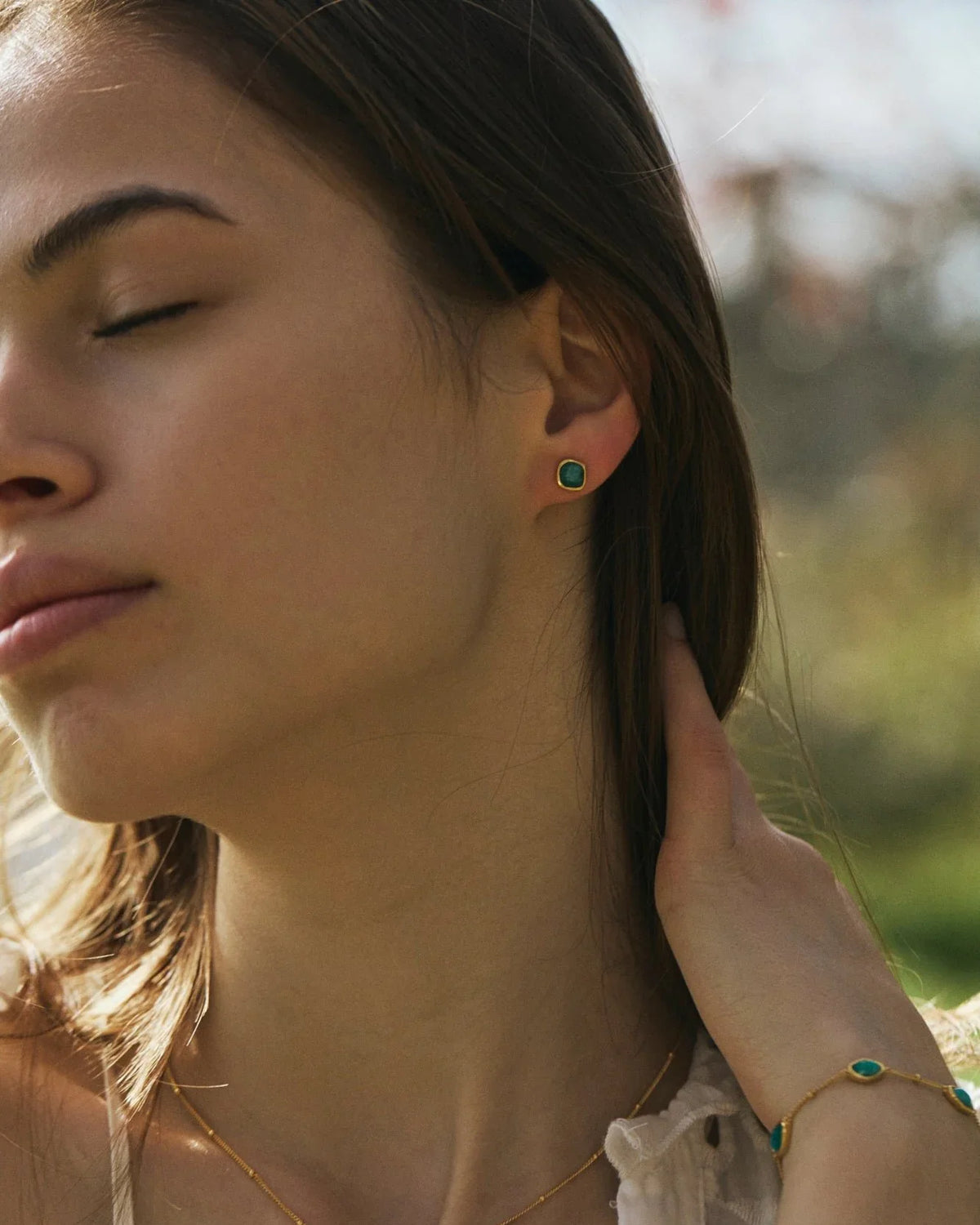 RINA LEE | Courage Amazonite Stud Earrings