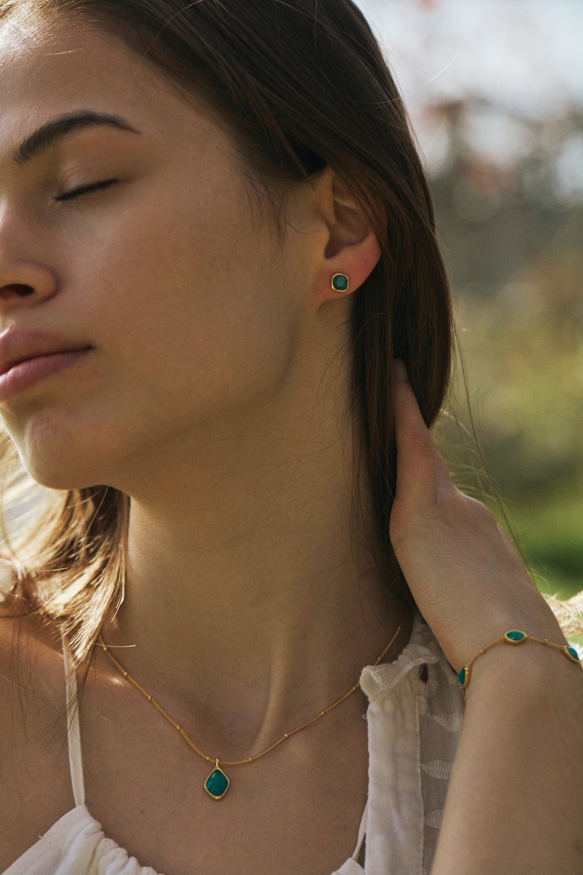RINA LEE | Courage Amazonite Stud Earrings