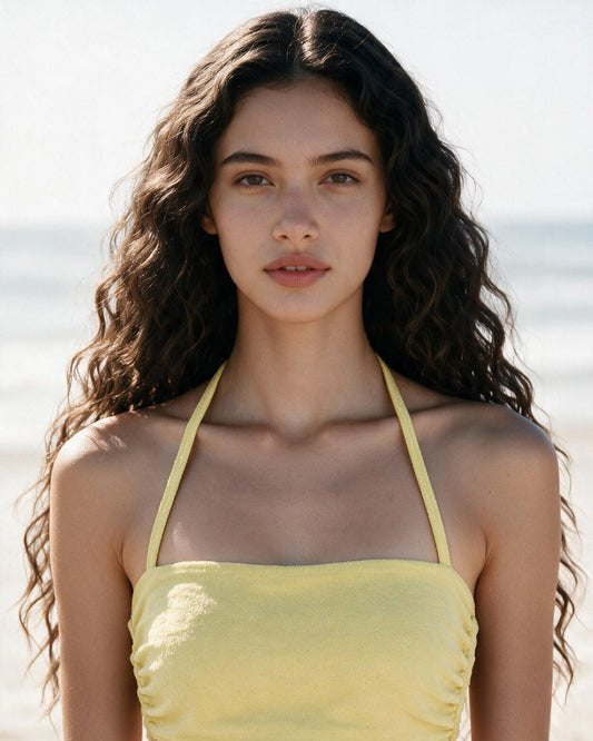 HAI THE LABEL | Teddy Bear Easy-Fit Halter Bandeau Top - Jellyboo Yellow