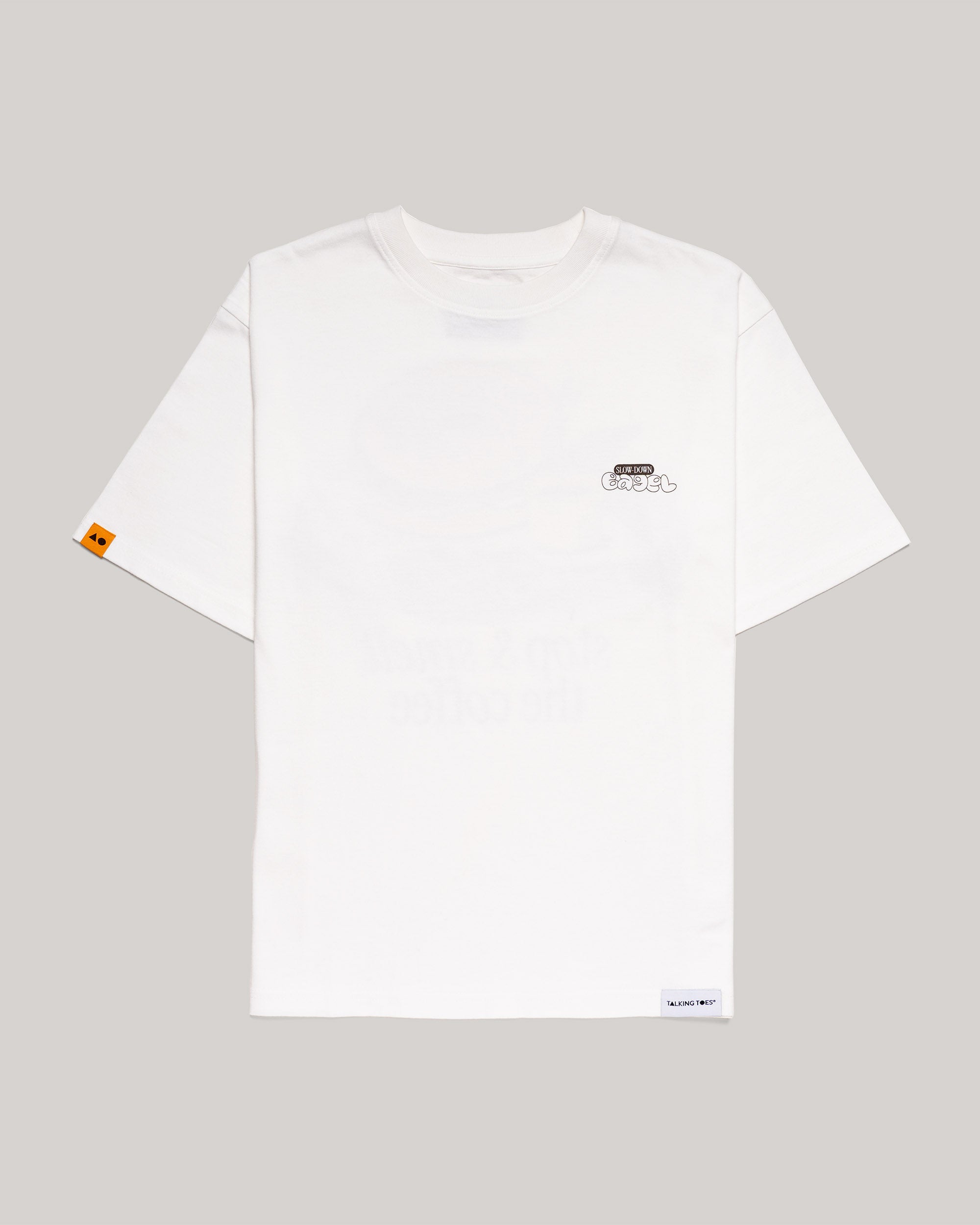 TALKING TOES | Slow-down Bagel Oversized Tee - White
