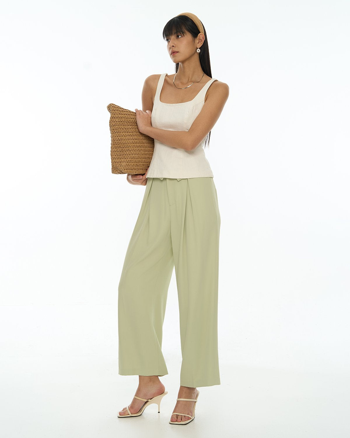 DRESSINGPAULA | Waistband Flap Wide Leg Pants